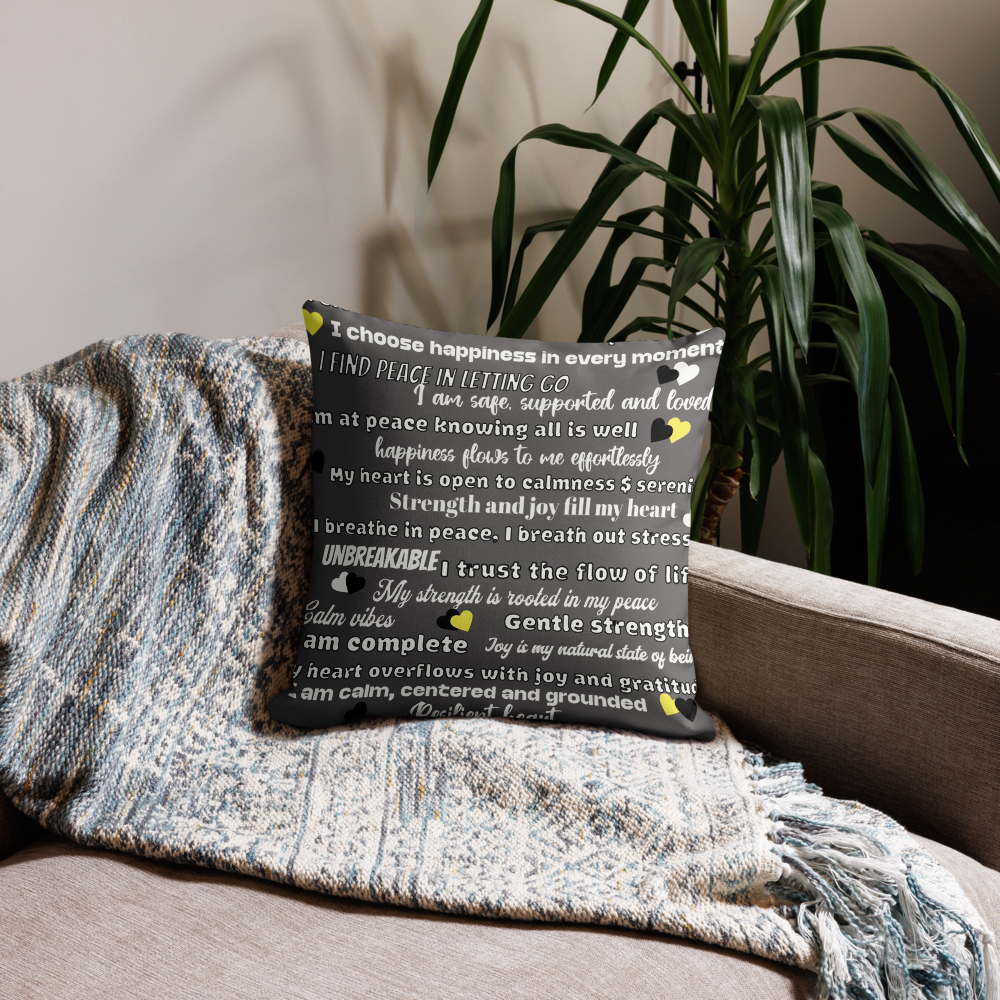 “Peace Within” Grey Affirmation Pillow – Calm, Strength & Joy in Every Breath