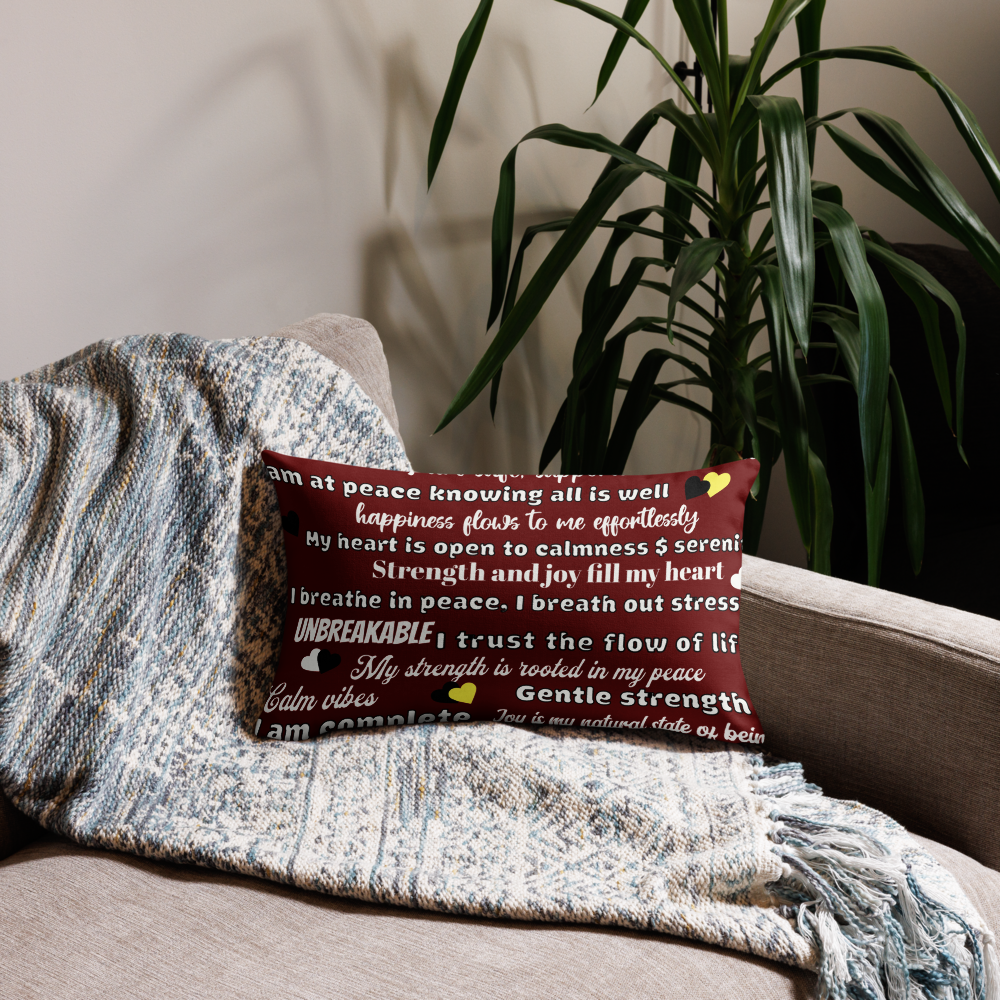 “Peace Within” Maroon Affirmation Premium Pillow – Calm, Strength & Joy in Every Breath
