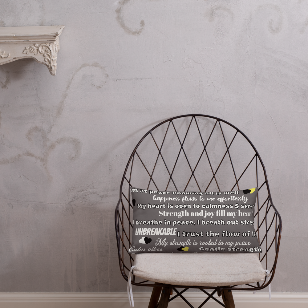 “Peace Within” Grey Affirmation Pillow – Calm, Strength & Joy in Every Breath