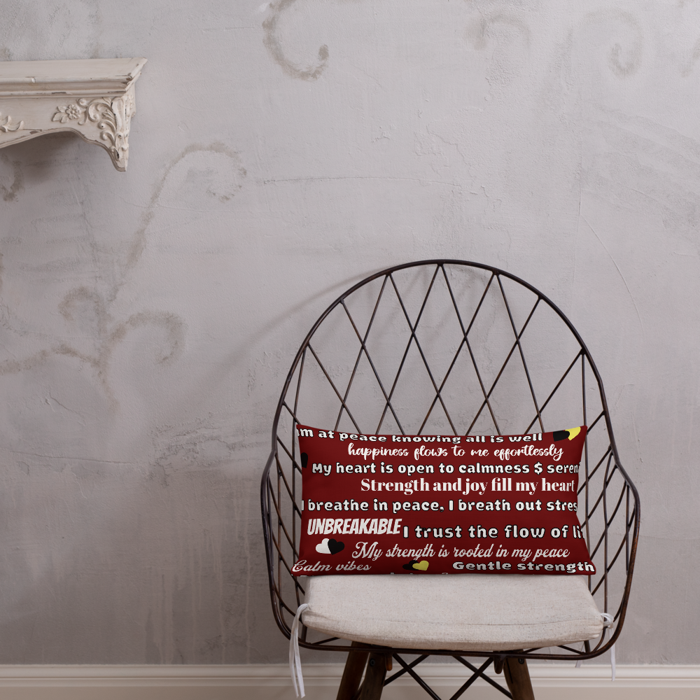 “Peace Within” Maroon Affirmation Premium Pillow – Calm, Strength & Joy in Every Breath