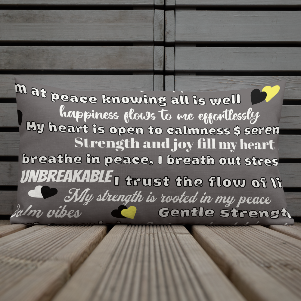 “Peace Within” Grey Affirmation Pillow – Calm, Strength & Joy in Every Breath
