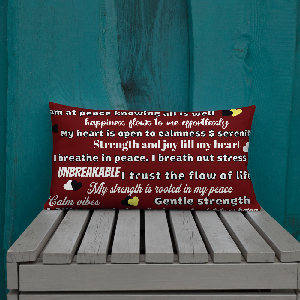 “Peace Within” Maroon Affirmation Premium Pillow – Calm, Strength & Joy in Every Breath