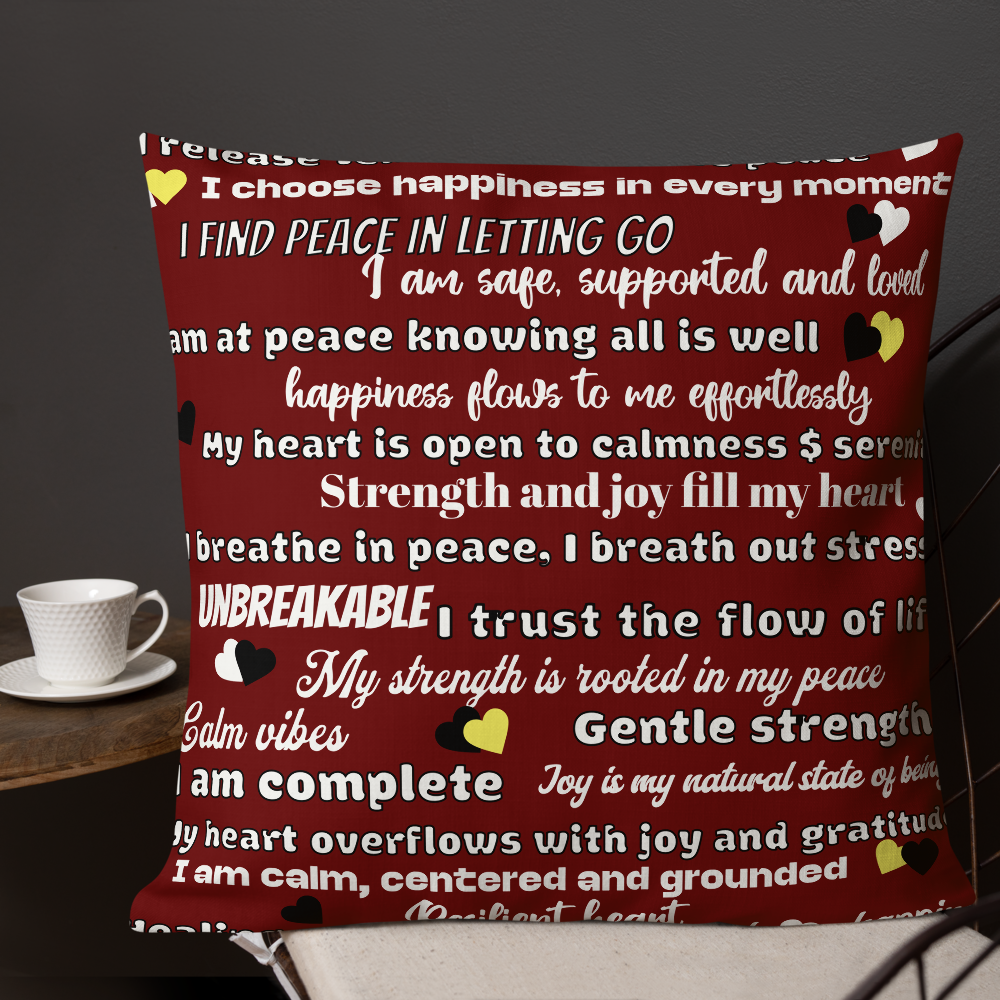 “Peace Within” Maroon Affirmation Premium Pillow – Calm, Strength & Joy in Every Breath